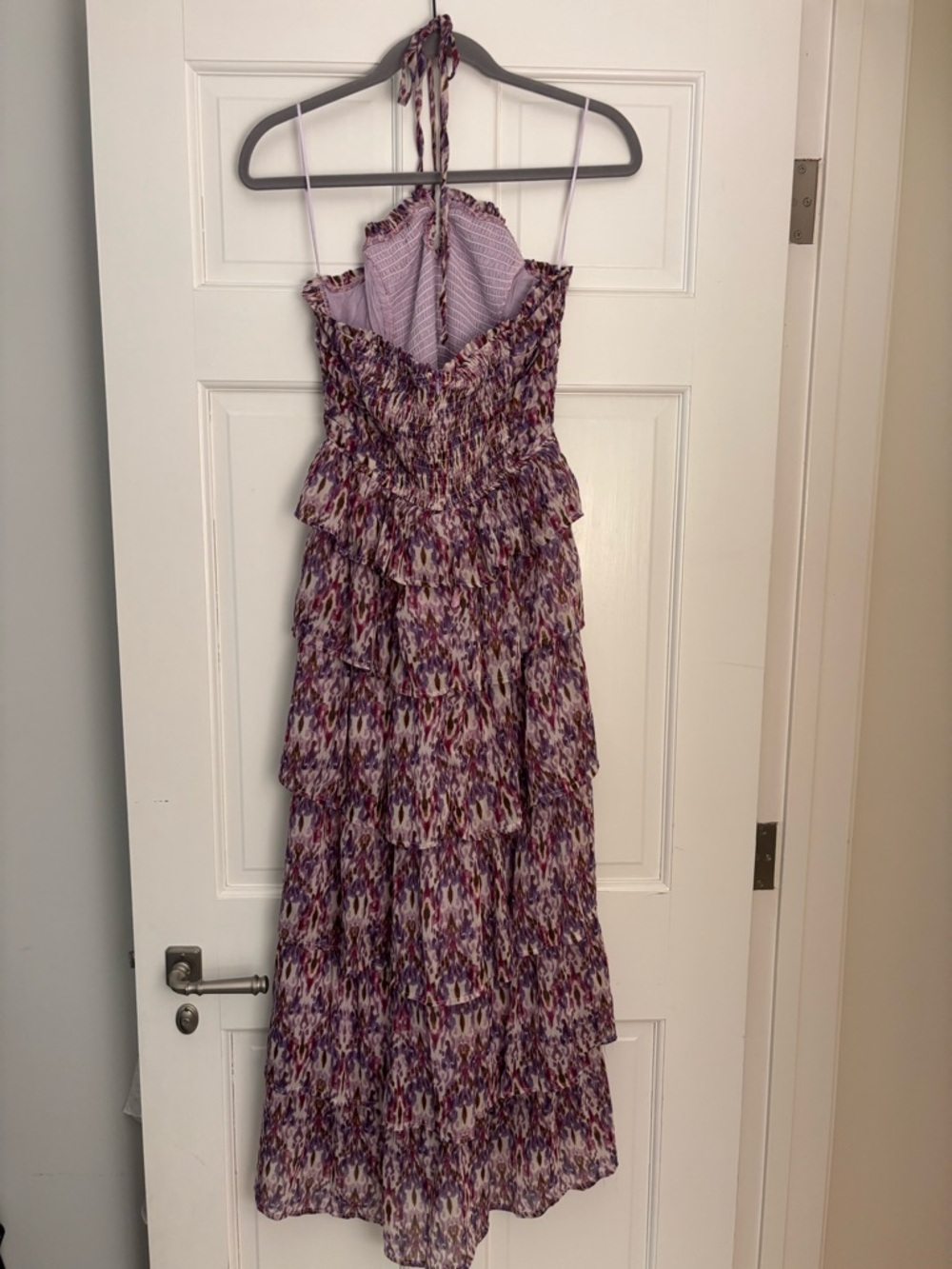 vestique Purple Floral Smocked Tiered Midi Dress - Picture 7 of 7